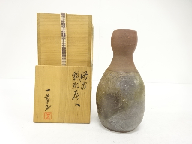 JAPANESE TEA CEREMONY / BIZEN WARE HANAIRE FLOWER VASE / ARTISAN WORK
